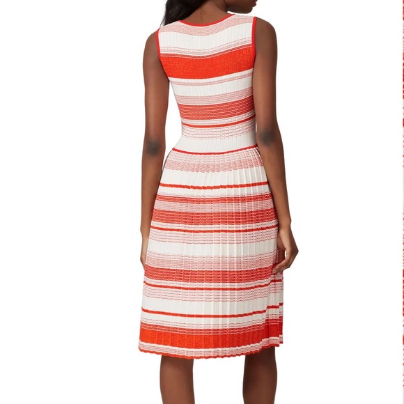 Kate Spade New York Striped Sleeveless Woven Knit Pleated Sweater Dress - Picture 2 of 8